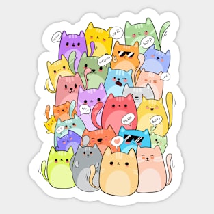 Cluster of cute cats Sticker